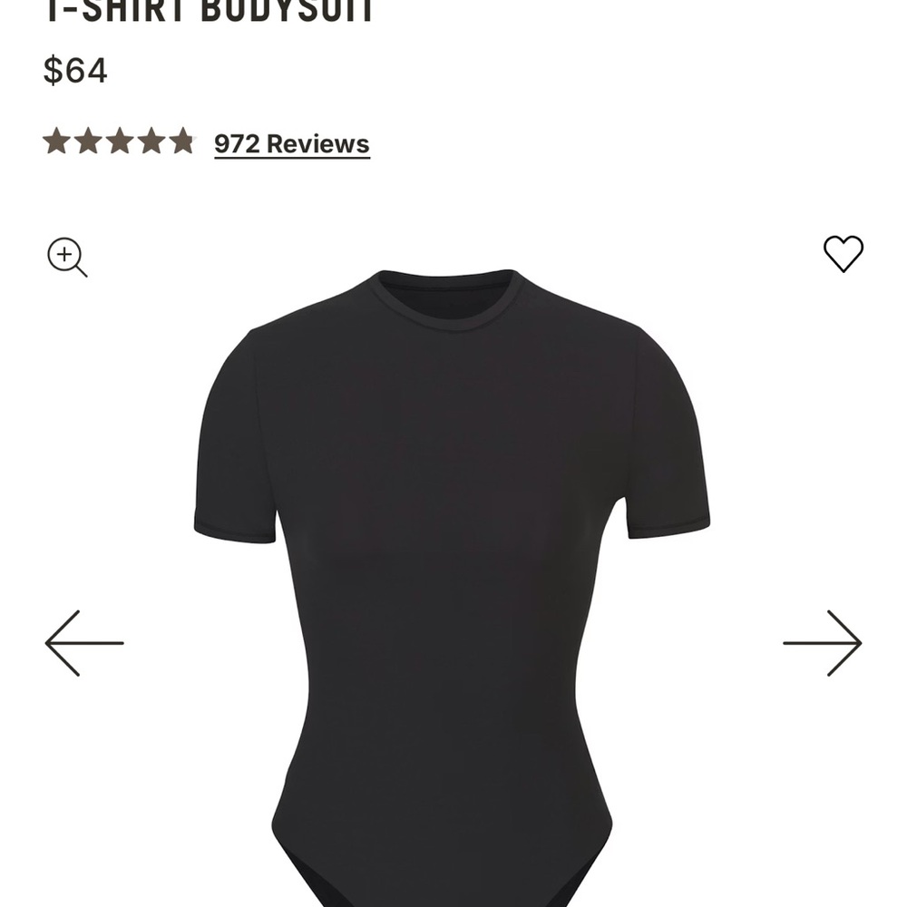 SKIMS Black Short Sleeve Bodysuit